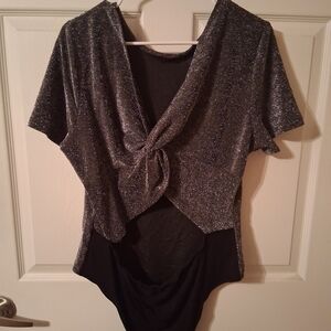 Sparkly Silver and Black Bodysuit